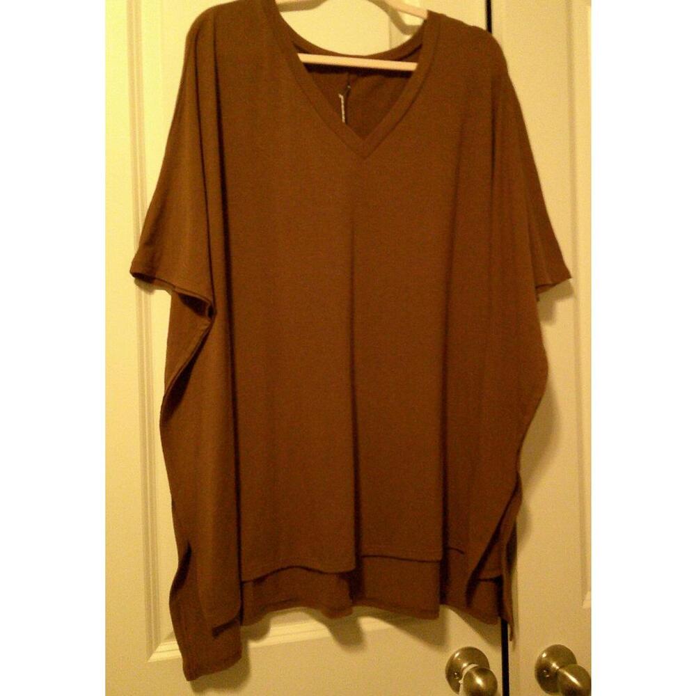Brown Oversized V-Neck Poncho Top 🤎